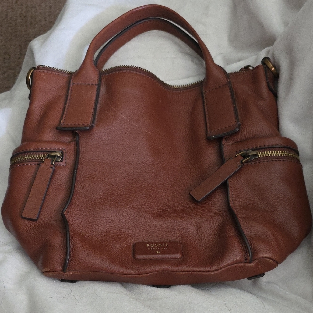 Fossil Tan Leather Satchel